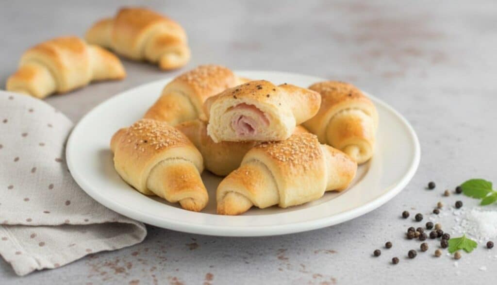 Herzhaft gefüllte Schinken-Käse-Hörnchen aus Quark-Öl-Teig 30 6016813358939573153 121