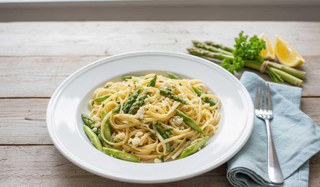 Cremige Pasta mit grünem Spargel, Zitrone, Feta und Knoblauch 30 unnamed 10 e1771485071340